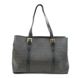 FENDI Zucchino PVC Leather Tote Shoulder Bag Brown Black 8BH238