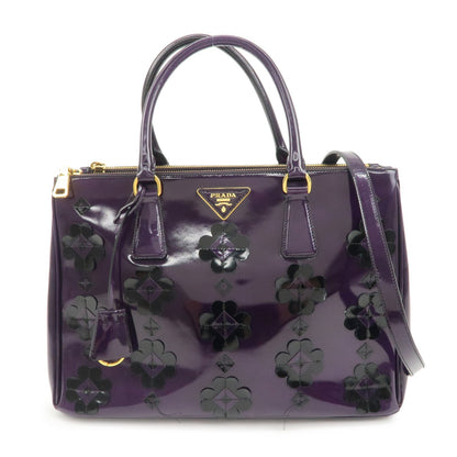 PRADA Patent Leather 2Way Shoulder Bag Flower Motif B2274F  d