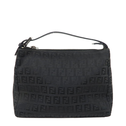 FENDI Zucchino Canvas Leather Hand Bag Mini Bag Black 8N0005