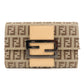 FENDI Zucchino Canvas Leather Bi-fold Wallet Beige Brown 8M0036