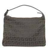 FENDI Zucchino Canvas Leather Hand Bag Mini Bag Black 8N0005