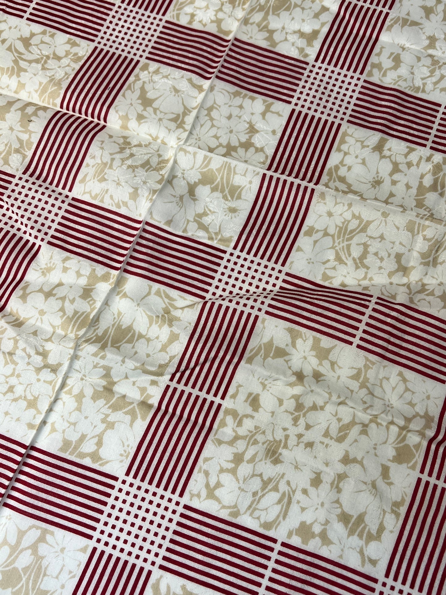 Burberry   Floral Stripe Check Scarf