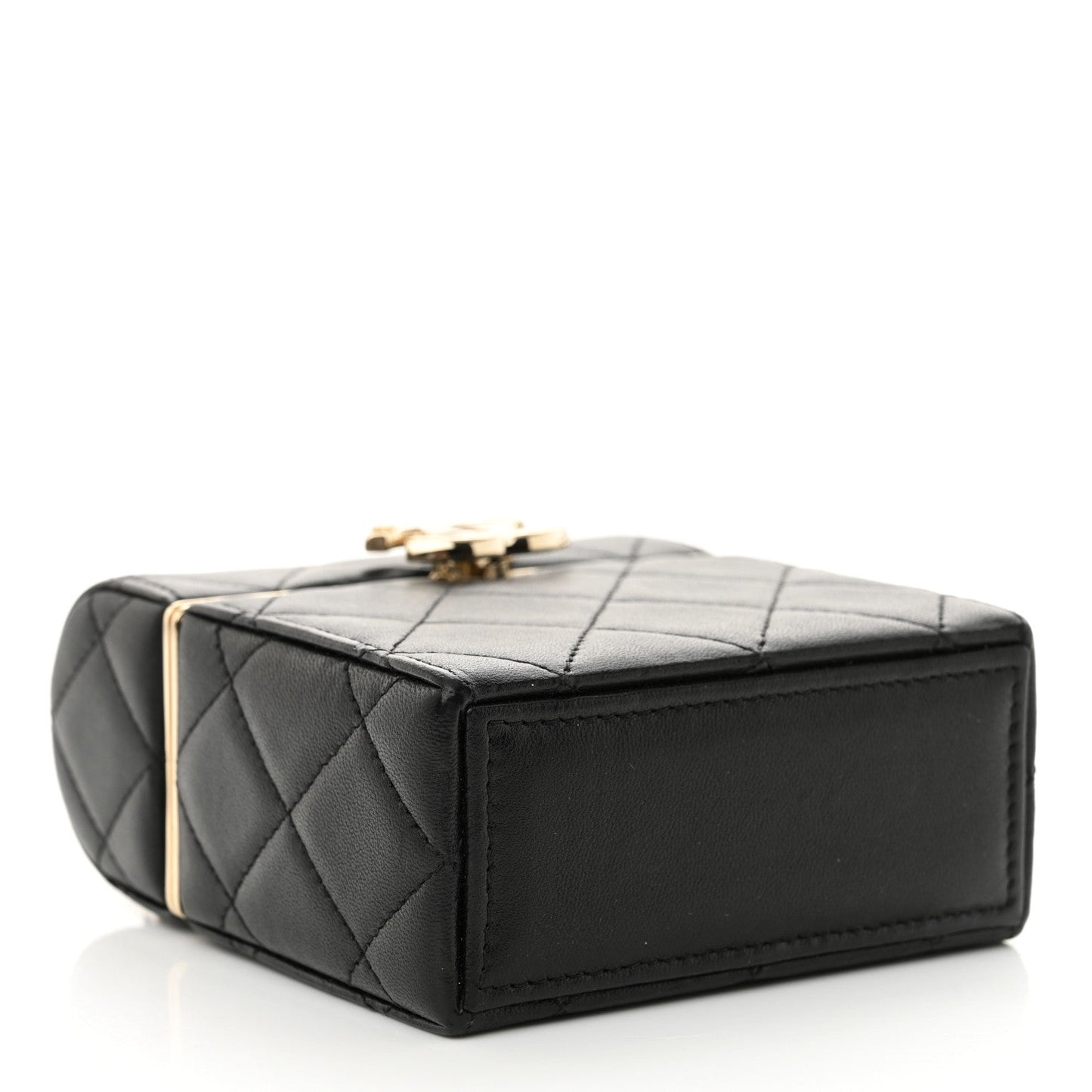 Amelia Lambskin Quilted Small Box With Chain Black
