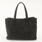 FENDI Zucchino Canvas Leather Hand Bag Small Tote Bag Black 8BH132