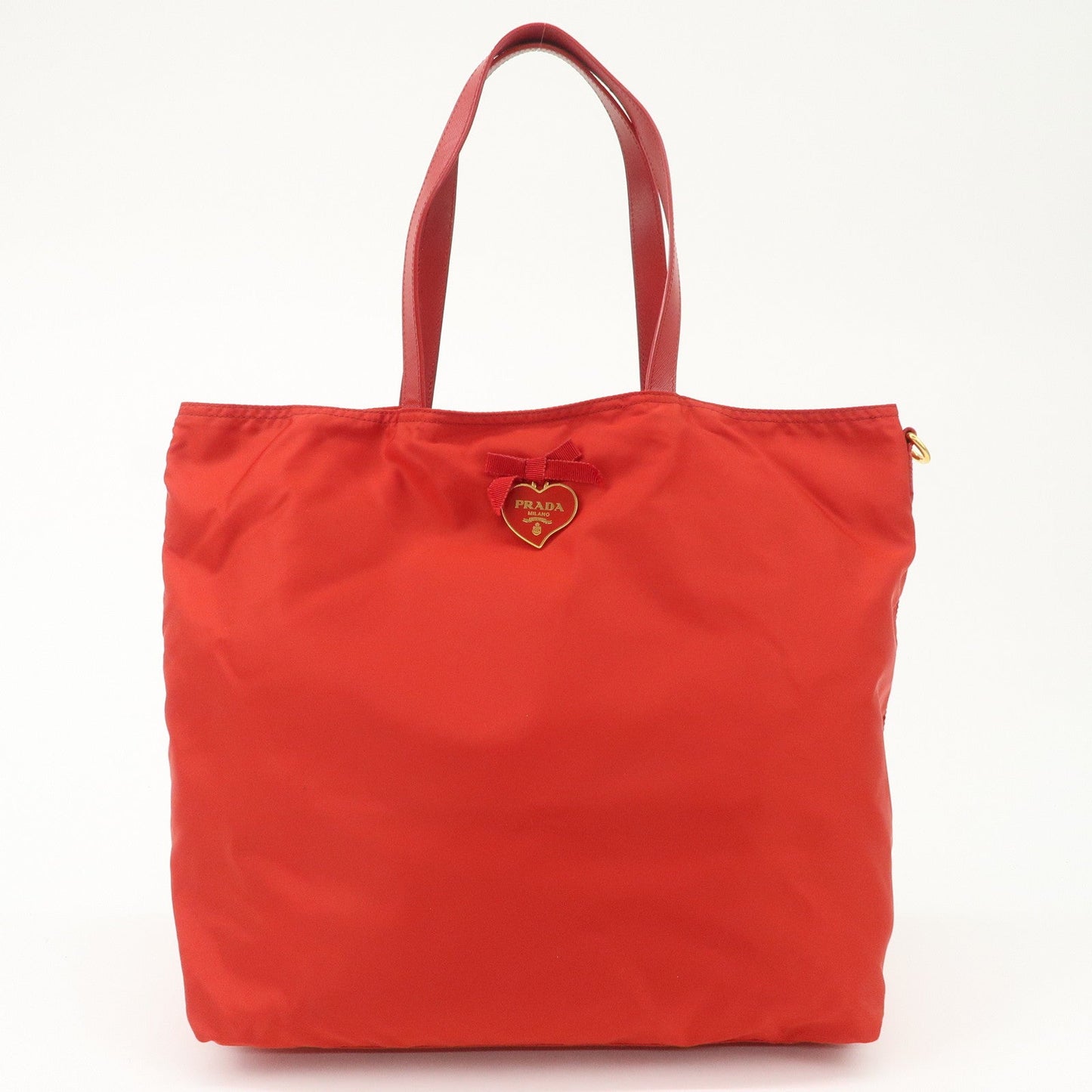 AuthenticPRADA Nylon Leaather Panda Tote Bag Shoudler Bag Red BR4249  d