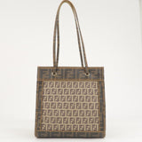 FENDI Zucca Zucchino PVC Leather Shoulder Bag Beige Brown 8BH189