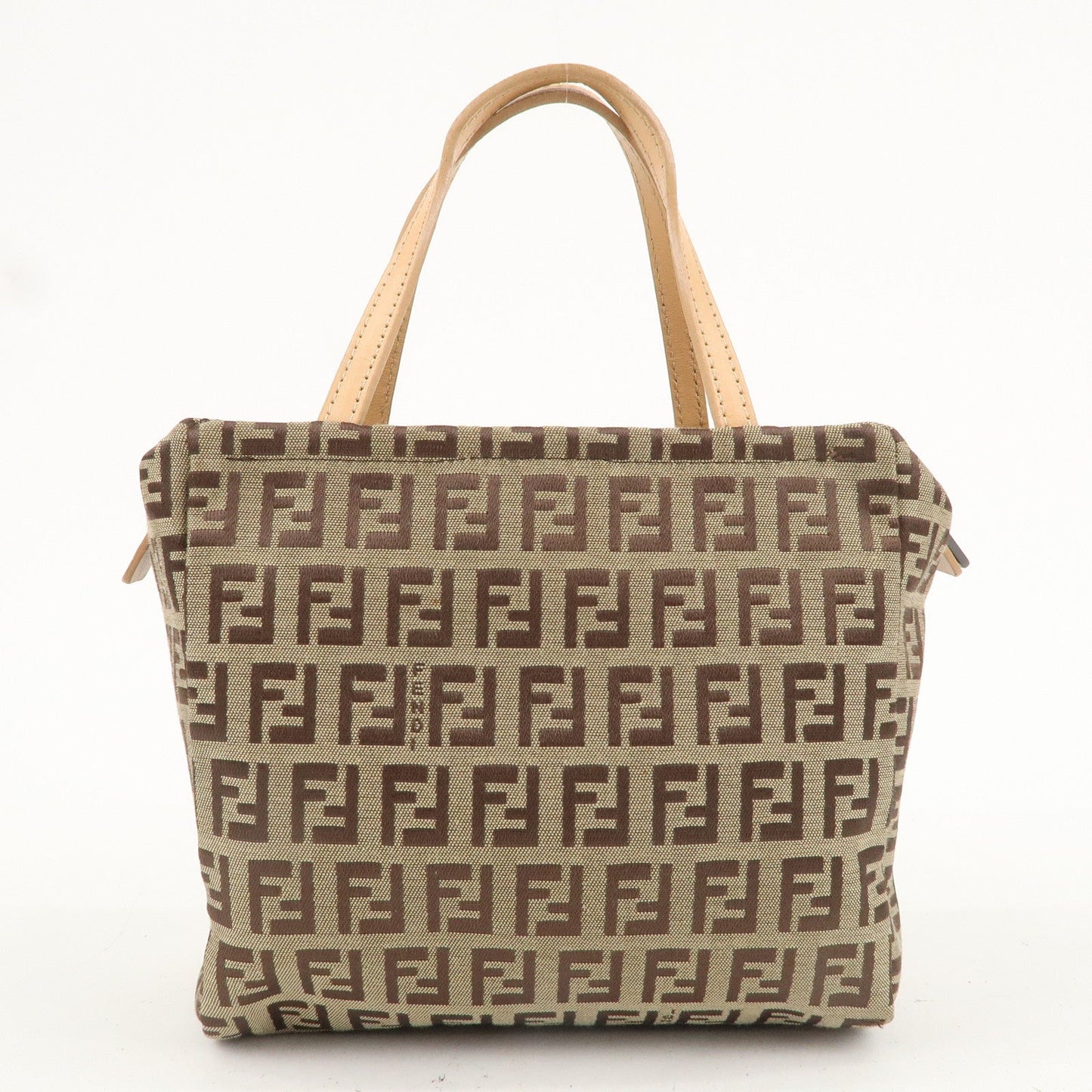 FENDI Zucchino Canvas Leather Mini Hand Bag Beige 8BN0000