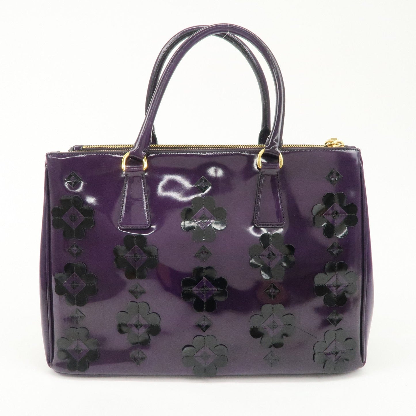 PRADA Patent Leather 2Way Shoulder Bag Flower Motif B2274F  d