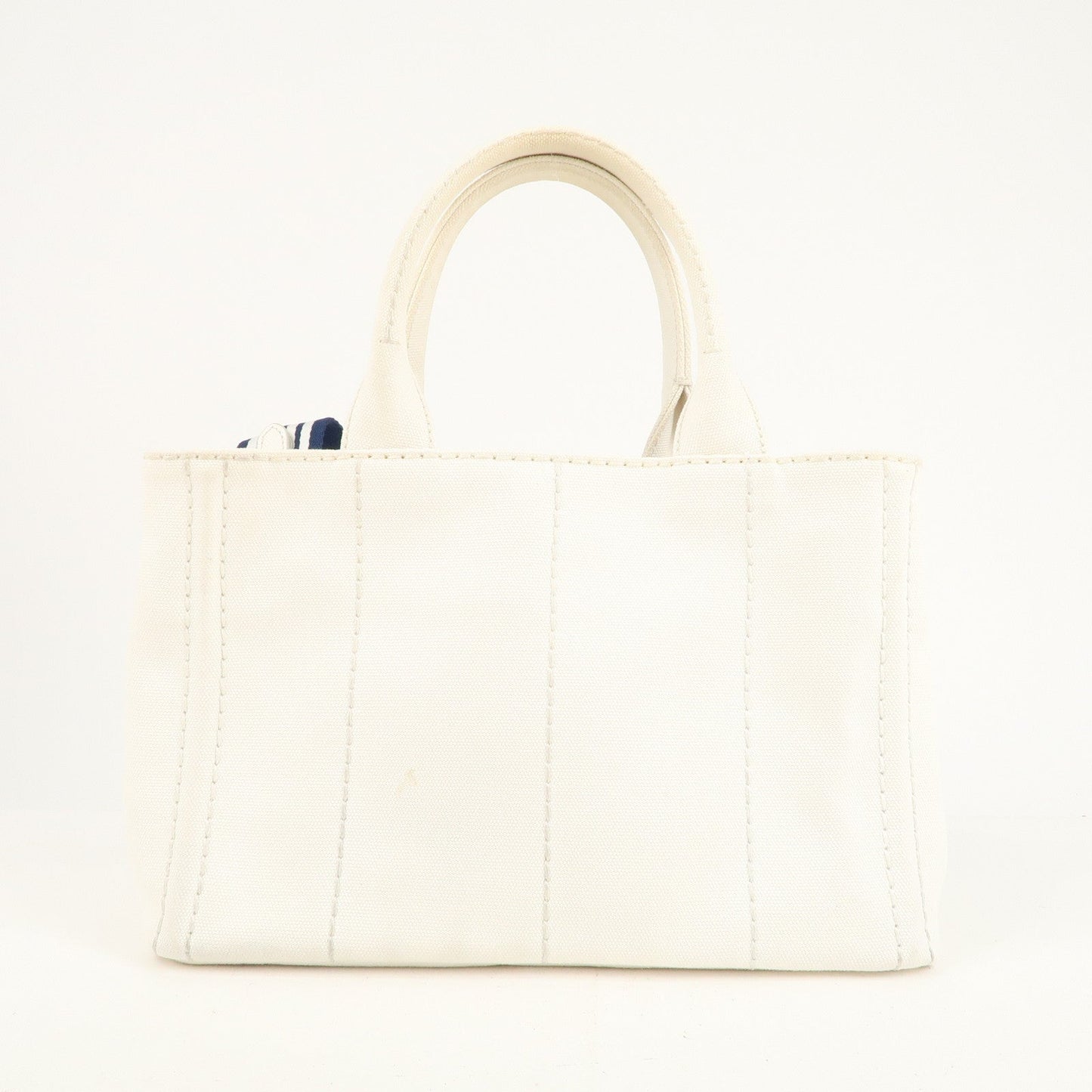 Prada Canapa Mini Canvas 2Way Tote Bag Hand Bag White 1BG439