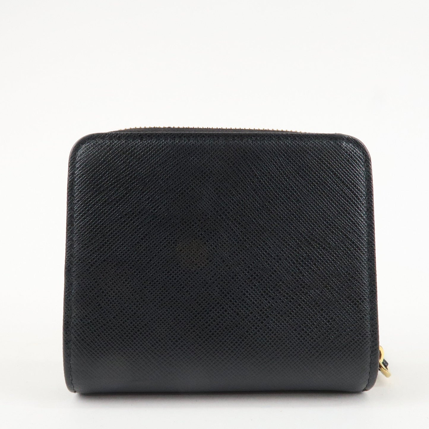 PRADA Logo Leather Zip Around Bi-fold Wallet Black 1ML522  d
