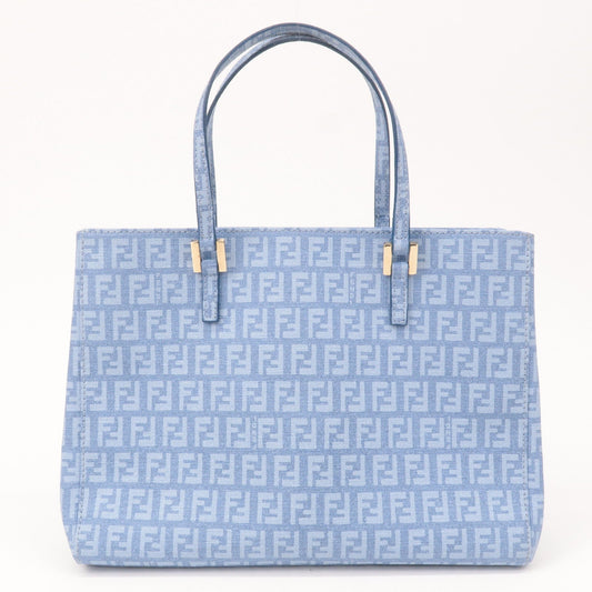 FENDI Zucchino PVC Canvas Hand Bag Blue 8BH132