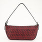 FENDI Zucchino Canvas Leather Shoulder Bag Red Black 8BR144