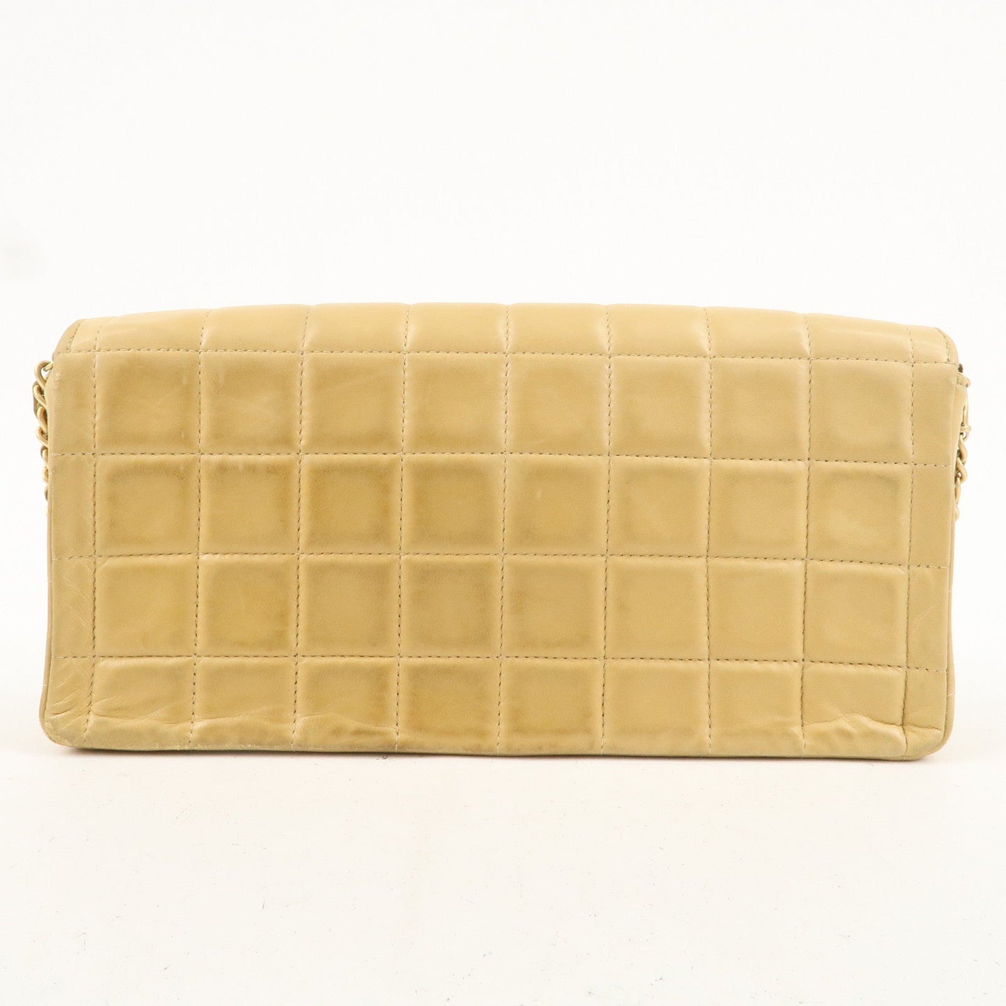 CHANEL Chocolate Bar Lamb Skin Chain Shoulder Bag Beige A15316