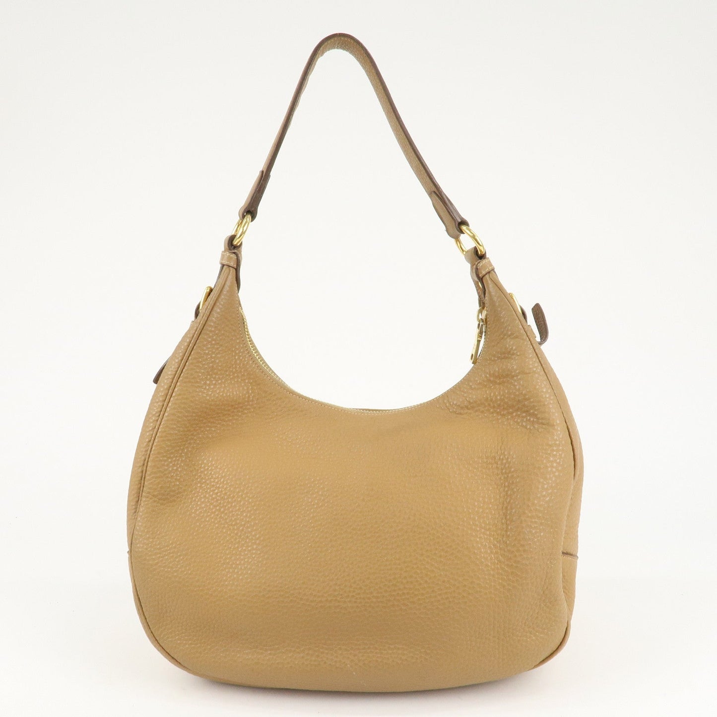 PRADA Leather Shoulder Bag Hand Bag Beige  d