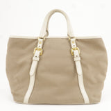 Prada Logo Jacquard Leather 2Way Bag Hand Bag Beige BN1841