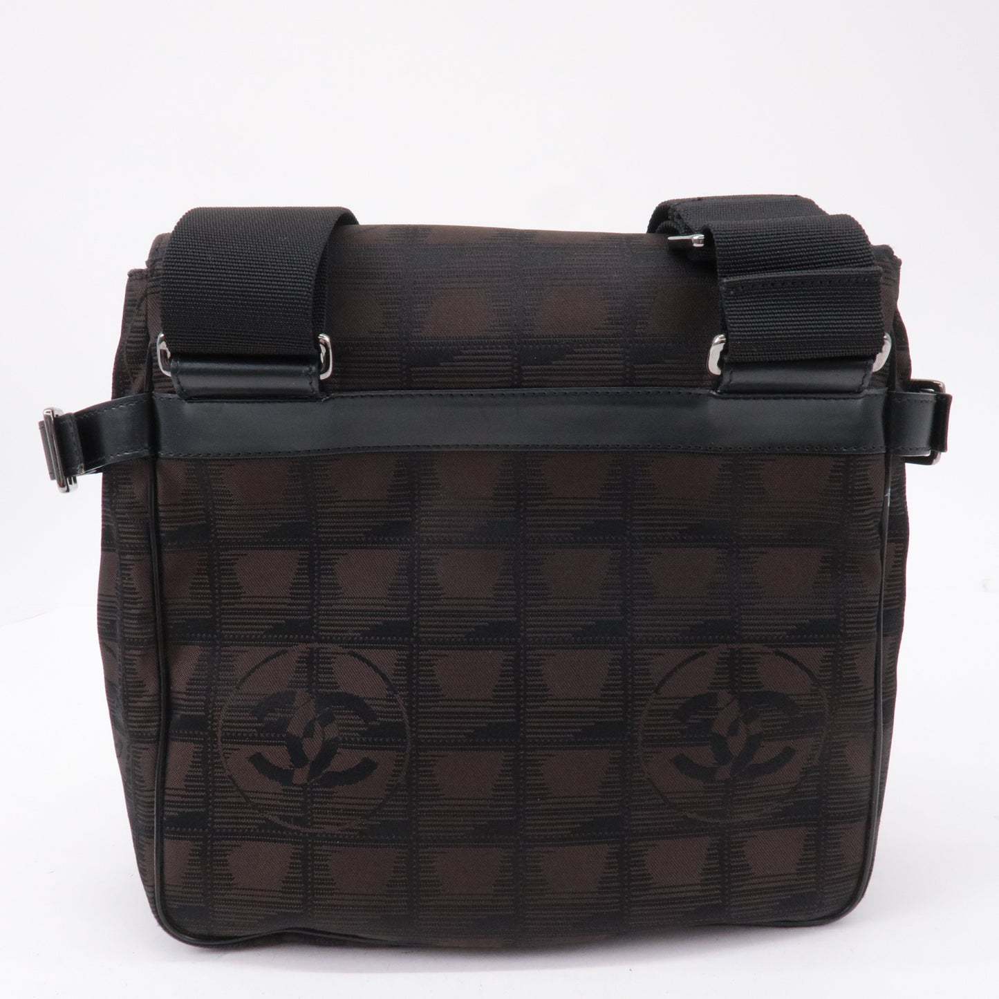 CHANEL New Travel Line Nylon Jacquard Leather Shoulder Bag A29347
