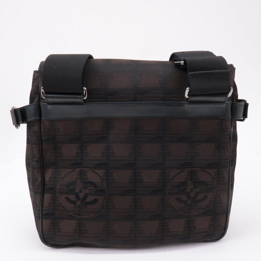 CHANEL New Travel Line Nylon Jacquard Leather Shoulder Bag A29347
