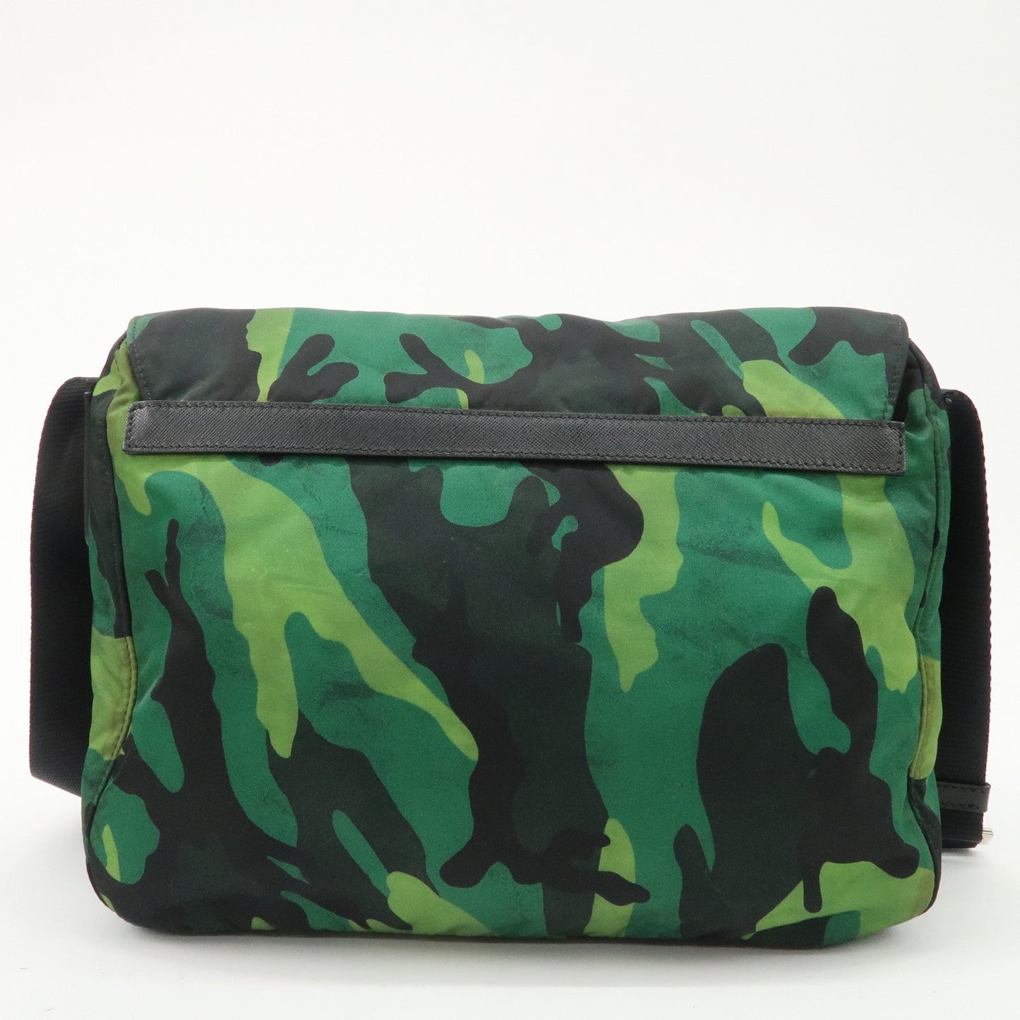 PRADA Logo Nylon Leather Camouflage Shoulder Bag Green Black  d