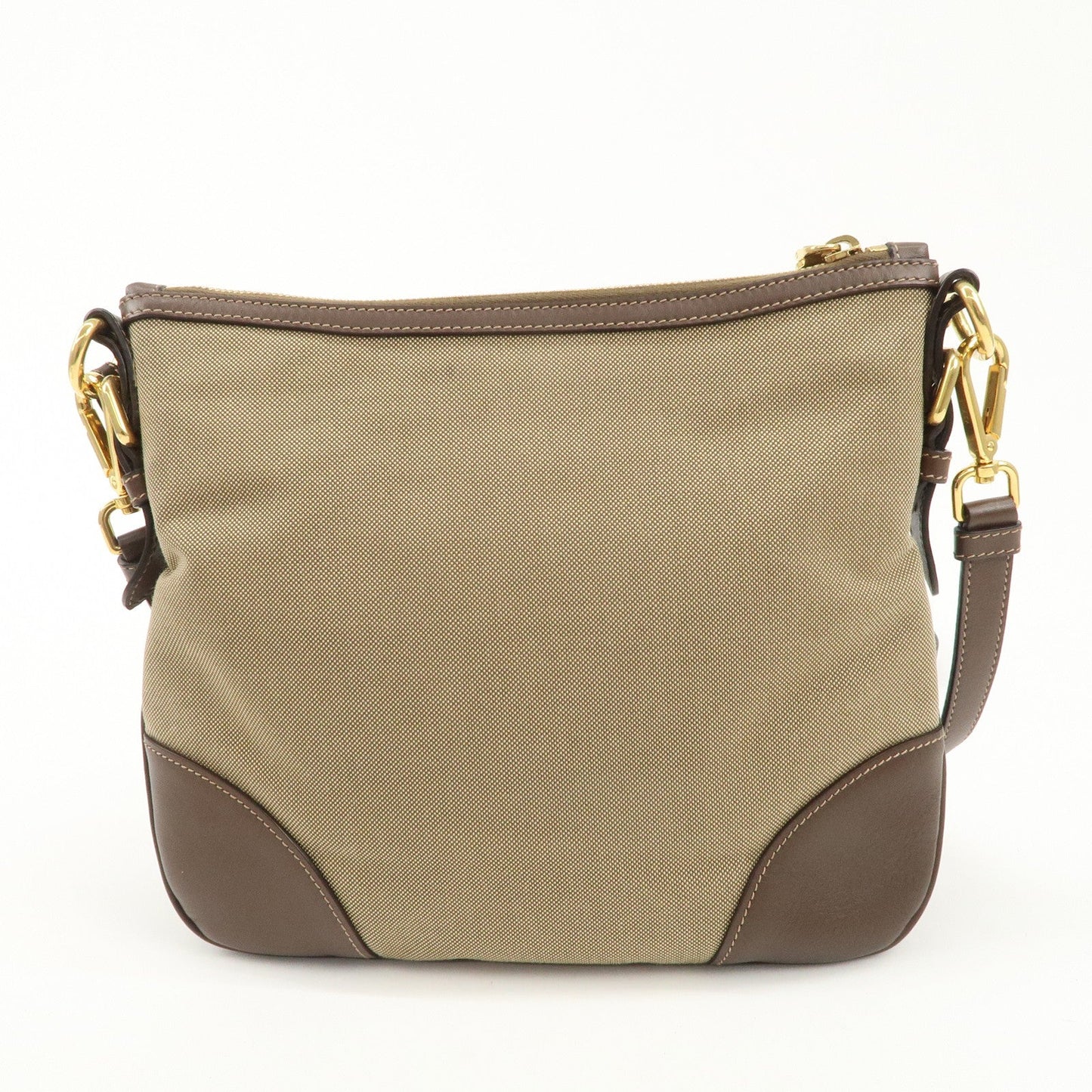 PRADA Logo Jaguard Leather Shoulder Bag Crossbody Bag Beige Brown  d