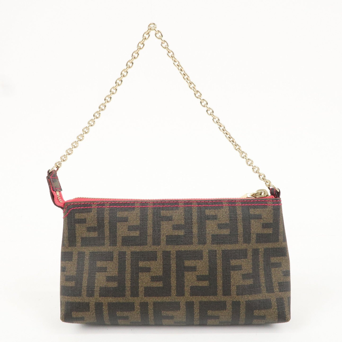 FENDI Zucca PVC Accessoires Pouch Brown Black Pink 8BR592