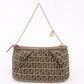 FENDI Zucchino Canvas Leather Chain Bag Pouch Brown 8BR594