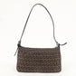 FENDI Zucchino Canvas Leather Pouch Hand Bag Brown 8BR156