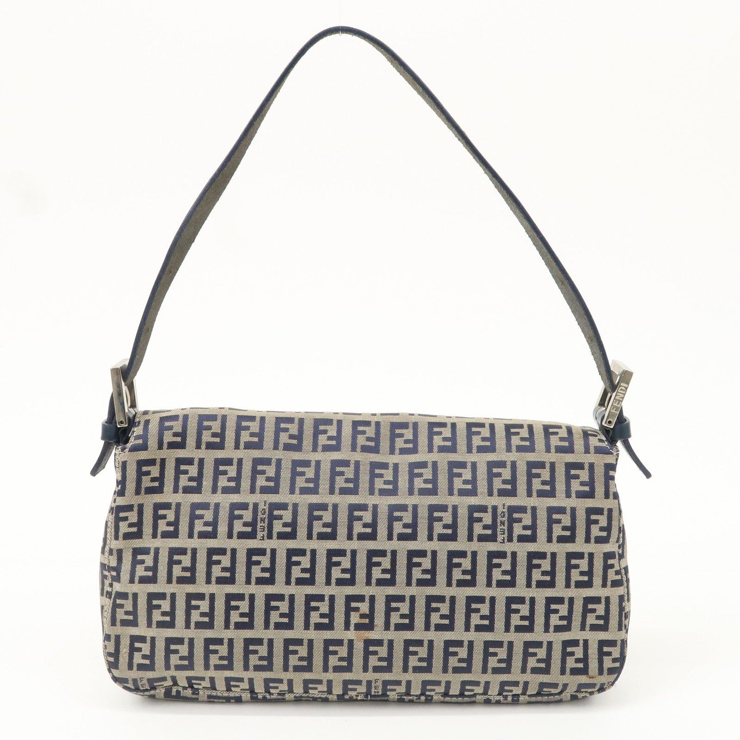 FENDI Zucchino Mamma Buguette Canvas Shoulder Bag Navy 26424