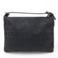 FENDI Zucchino Canvas Leather Hand Bag Pouch Black 8N0005