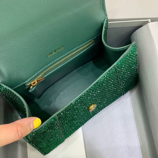 BLN-Ciaga Hourglass Small Handbag In Green, For Women,  Bags 9in/23cm