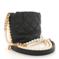 Amelia Calfskin Quilted Pearl Mini About Pearls Drawstring Bucket Bag Black