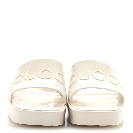 Amelia Rubber Logo Womens Platform 20/60mm Slide Sandals 38 Mystic White