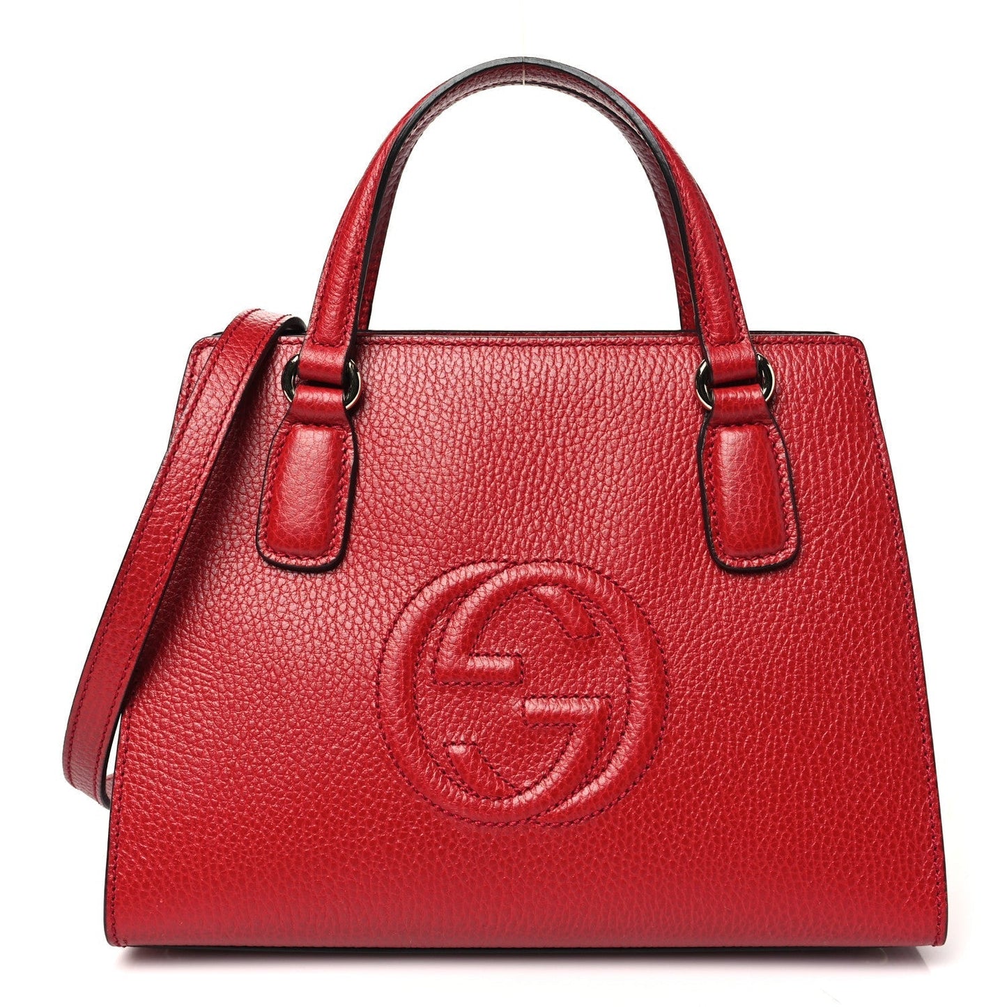 Amelia Dollar Calfskin Medium Soho Top Handle Satchel Hibiscus Red