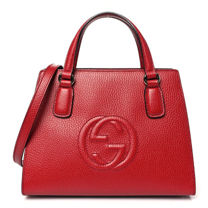 Amelia Dollar Calfskin Medium Soho Top Handle Satchel Hibiscus Red
