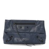 Balenciaga Agneau Classic Hardware Envelope Clutch Bleu Persan