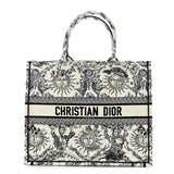 Christian Dior Canvas Embroidered Large Toile de Jouy Soleil Book Tote Black White