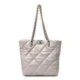 Amelia Lambskin Quilted 19 Shopping Bag Grey
