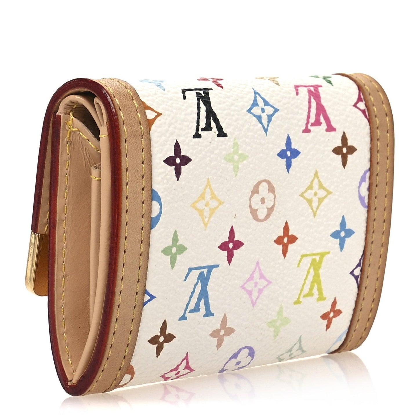 Louis Vuitton Monogram Porte-Monnaie Plat Coin Purse White