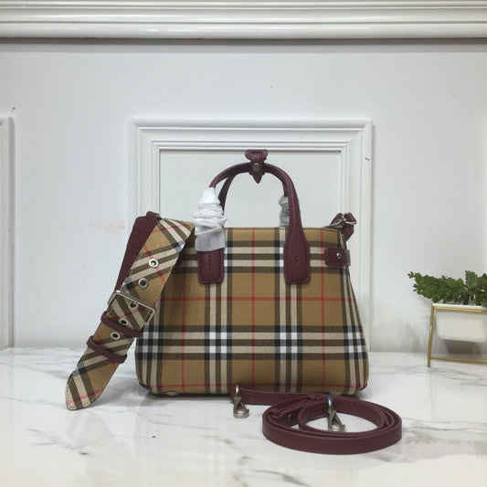 B-Berry - BB  Small Banner Vintage Check And Tote Purple For Women, Women’s Bags 10.5in/26cm