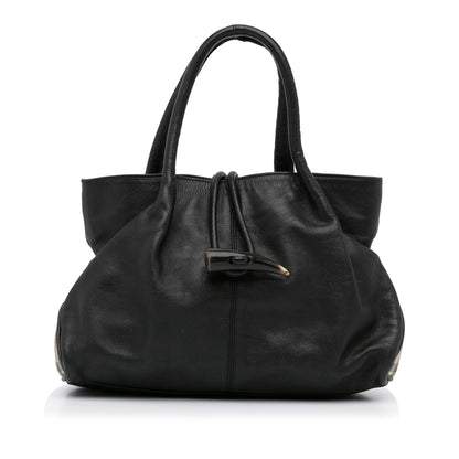 Black Burberry Calf Leather Tote