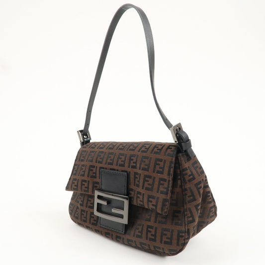 FENDI Zucchino Mini Mamma Baguette Canvas Leather Hand Bag 8BR180