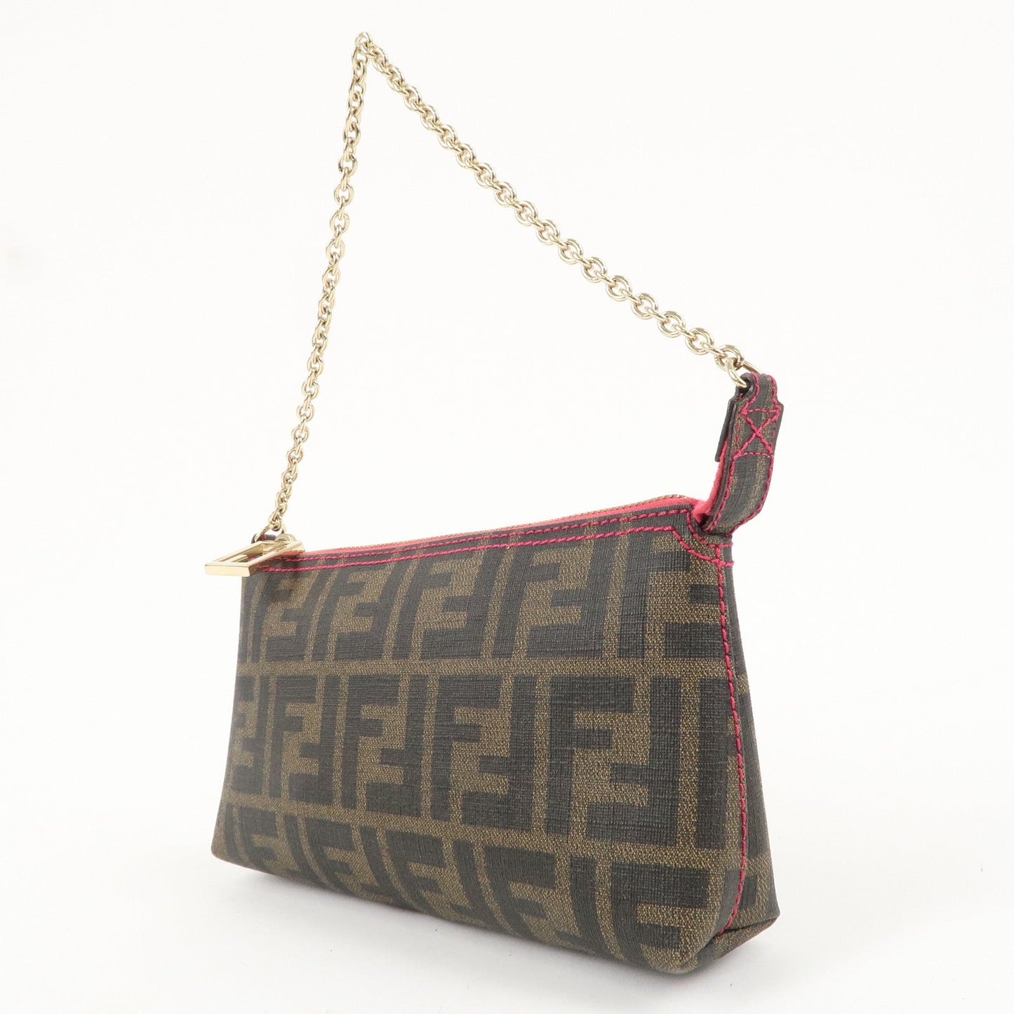 FENDI Zucca PVC Accessoires Pouch Brown Black Pink 8BR592