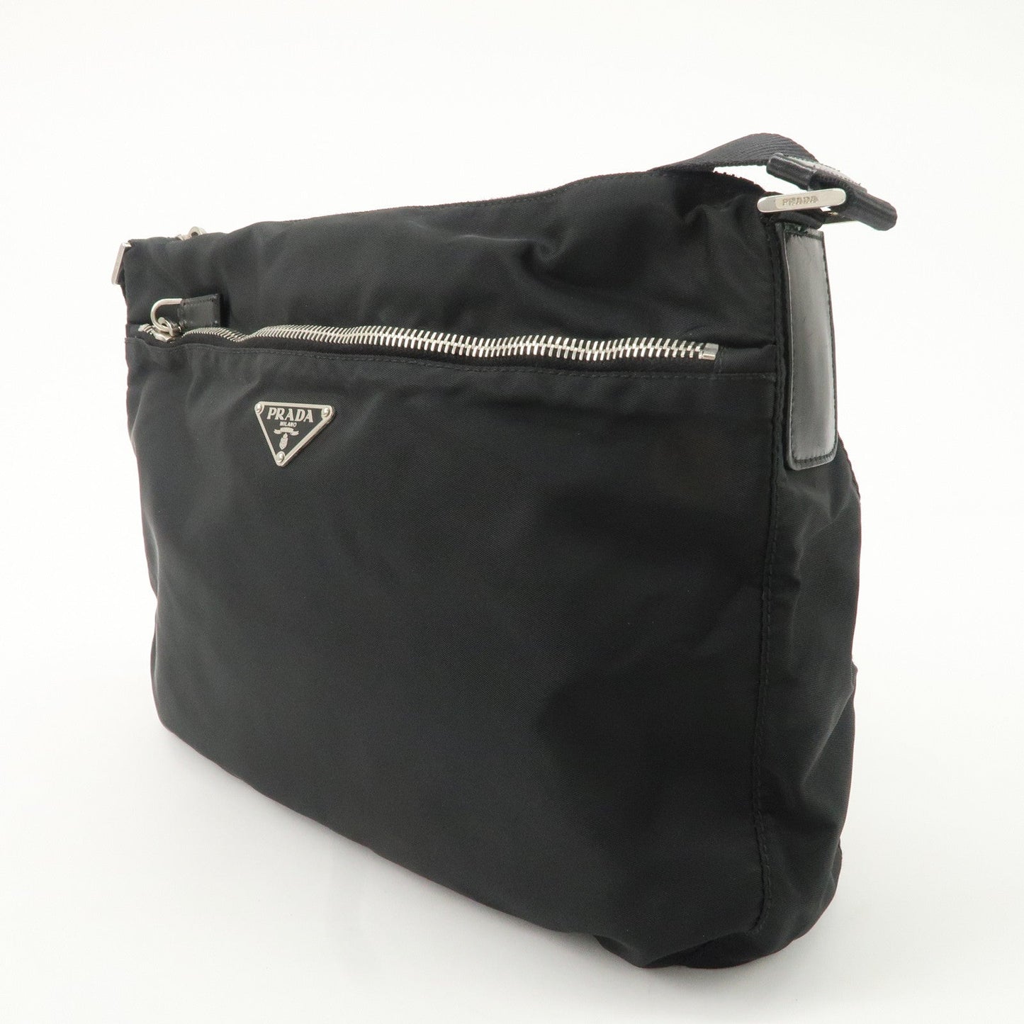 PRADA Logo Nylon Leather Shoulder Bag NERO Black BT0421  d