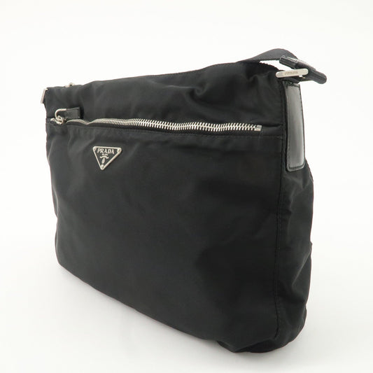 PRADA Logo Nylon Leather Shoulder Bag NERO Black BT0421  d