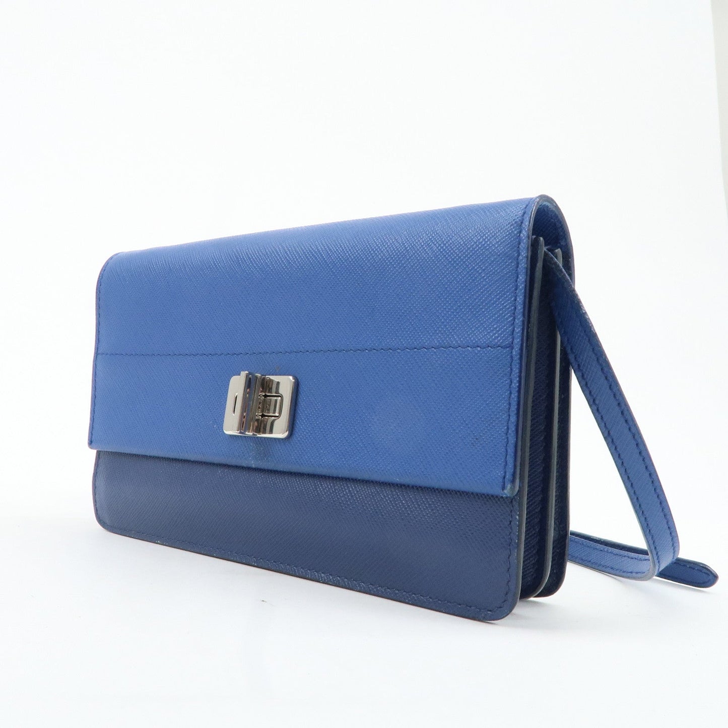 PRADA Leather Shoulder Bag Blue Navy  d