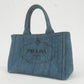 Prada Logo Denim Canapa Mini Hand Bag Tote Bag Blue 1BG439