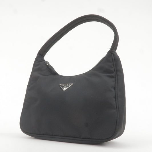 Prada Logo Nylon Hand Bag Pouch Purse NERO Black