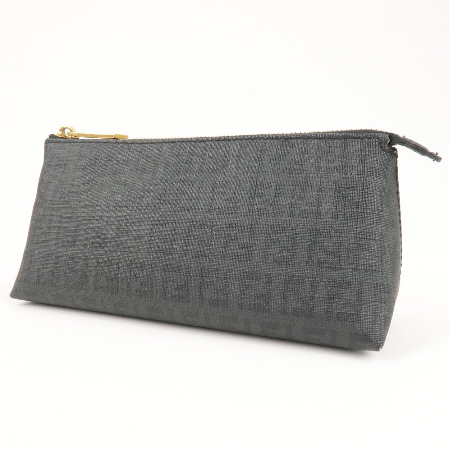 FENDI Zucca Print PVC Leather Cosmetic Pouch Black 7N0074