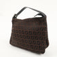 FENDI Zucchino Canvas Leather Hand Bag Pouch Brown Black 8N0005
