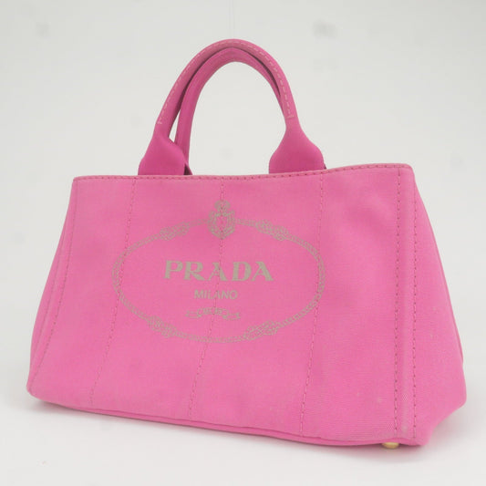 Prada Logo Canapa Canvas Tote Bag Hand Bag Pink B1877G