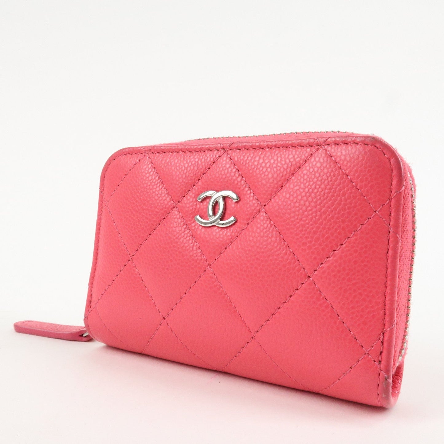 CHANEL Matelasse Lamb Skin Zip Around Coin Case Pink A69271  d